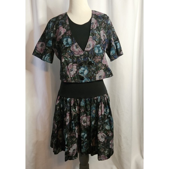 Glenfrey Dresses & Skirts - Vintage 80s Glenfrey Fashions Purple Floral Mini Dress 2 Piece Look Sz 7/8